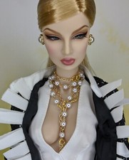 Gold Chain Faux Pearl Necklace For Integrity Toys Poppy Fashion Royalty 12" Doll