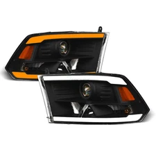 Topline For 2009-2018 Ram Switchback Sequential LED Bar Projector Headlights Blk