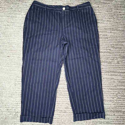Ralph Lauren Size 12 Women Pants Mid Rise Stripes Casual Work Blue