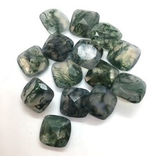 Natural Moss Agate Faceted Cut Gemstone, Cushion Shape Wholesale Loose Stone