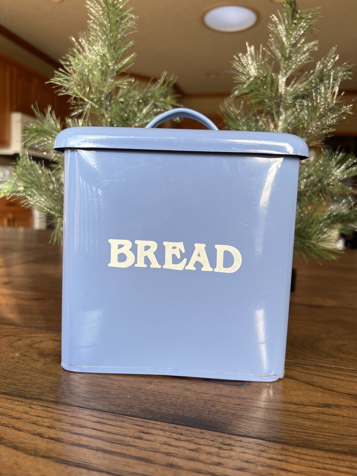 Vintage Enamelware Bread Box Metal Small Tin Farmhouse Country Primitive