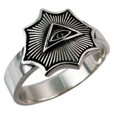Silberring Allsehendes Auge templar ritter herren schmuck kreuz ringe freimauer