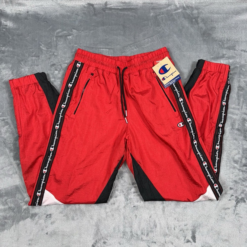 Champion 100% Nylon Windsuit Pants Red Black White P79728 Men's NWT
