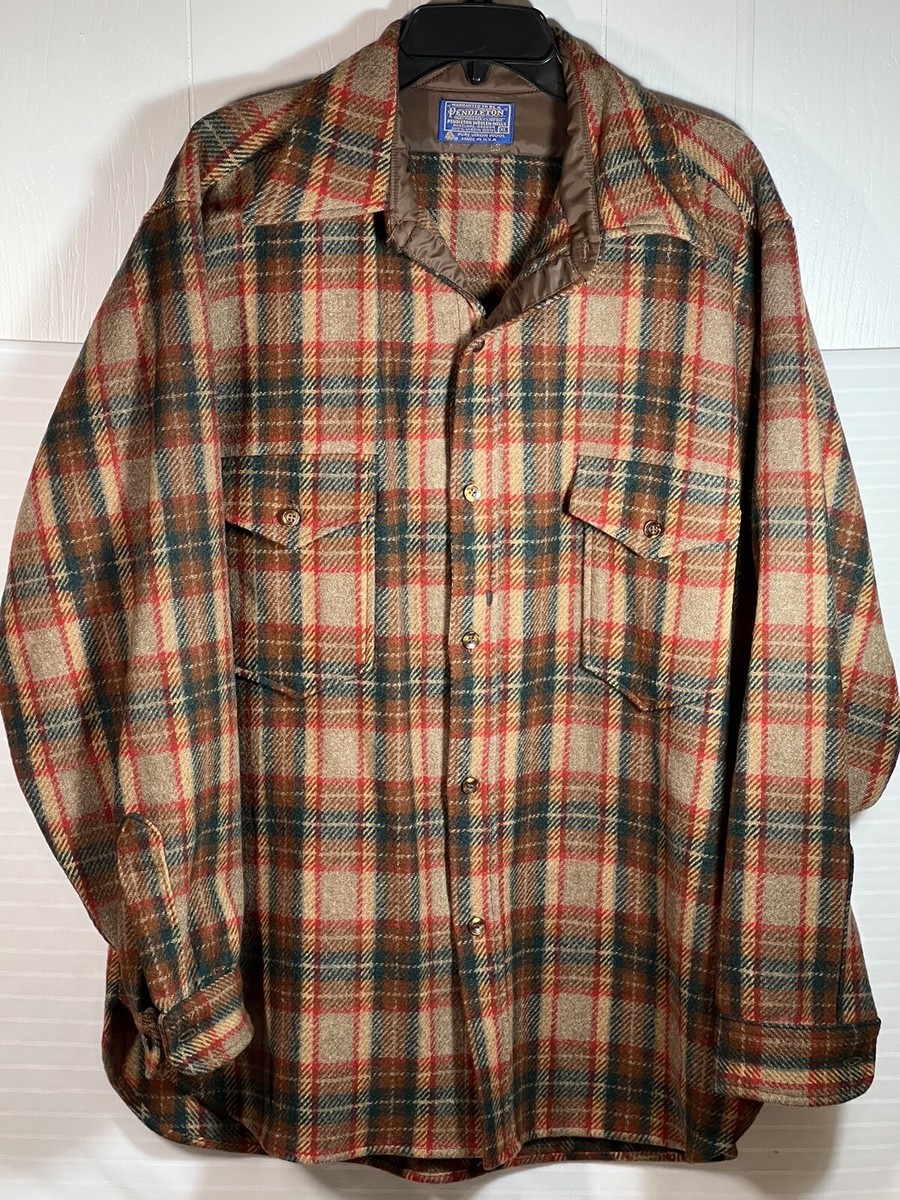 Vintage Pendleton 100% Pure Wool Men's Plaid Multicolor LARGE HD