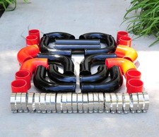 12 Pcs 2.5 Universal Black Intercooler Piping Red Silicone Coupler Clamp Kit