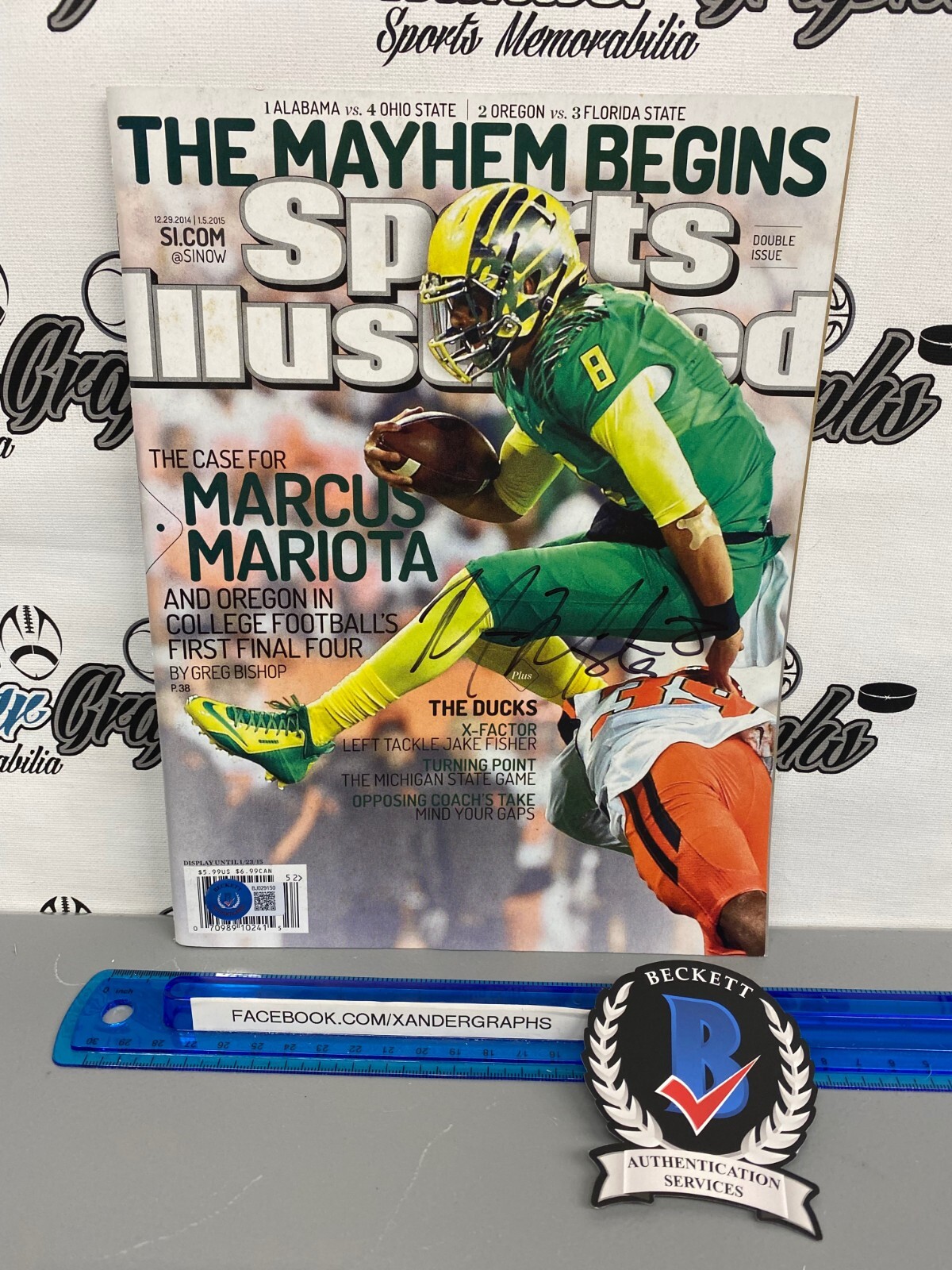 ATLANTA FALCONS HEISMAN TROPHY TENNESSEE TITANS Autographed Signed Oregon Ducks MARCUS MARIOTA SPORTS ILLUSTRATED MAGAZINE SI BECKETT BAS COA 