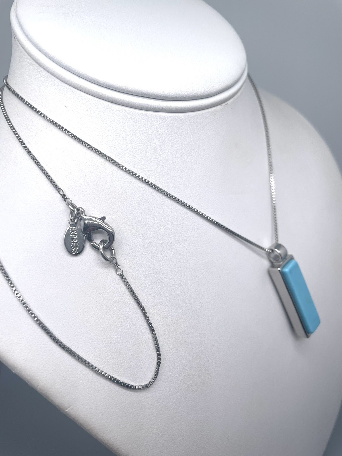 Express Rectangle Black Turquoise Colored Pendant… - image 5