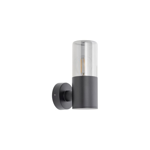 Wandleuchte außen Glas Aluminium Schwarz Rauchgrau E27 IP44 Außenlampe Terrasse