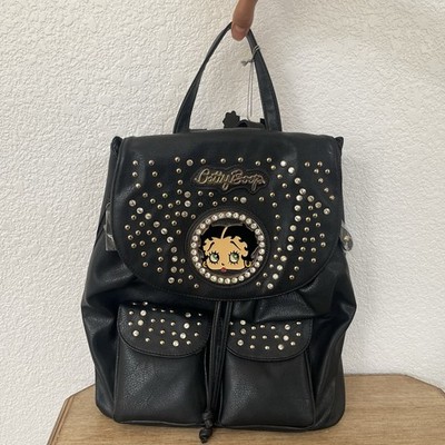 NWT Betty Boop Backpack Betty Boop Mini BackPack NEW 11” Black Faux Leather Red  main image 3