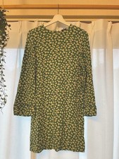 GANNI Dalton Crepe Dress M Verdant Green Floral Pattern Knee-Length