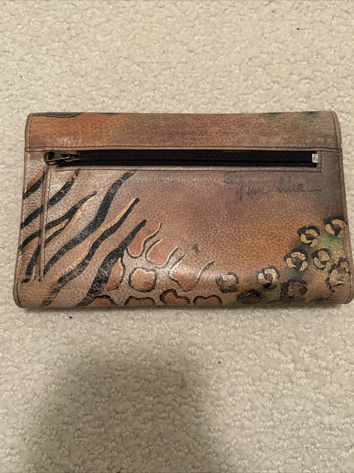 Anuschka Hand Painted Tranquil Forest Leather Organizer Wallet Clutch. - Image 2 of 4