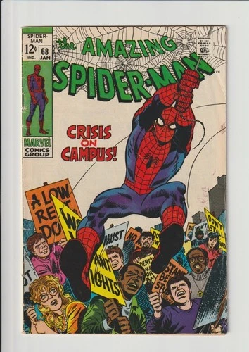 Amazing Spider-Man #68, Jan. 1969 Marvel Comics, Crisis On The Campus VG-