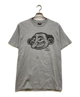 Stussy 00's Basil Wolverton Printed Cotton T-Shirt Gray M Vintage