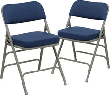 Hercules Series Metal Folding Chairs with Cushioned Seat, Fabric Upholstered Eve