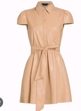 Alice + Olivia Carolyn Vegan Leather Tie Waist Shirtdress Size 12