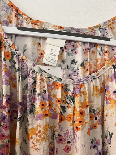 Luftiges Kleid H&M Creme Blumen Neu mit Etikett!! Größe M | Stufen | Viskose - Bild 8 von 9