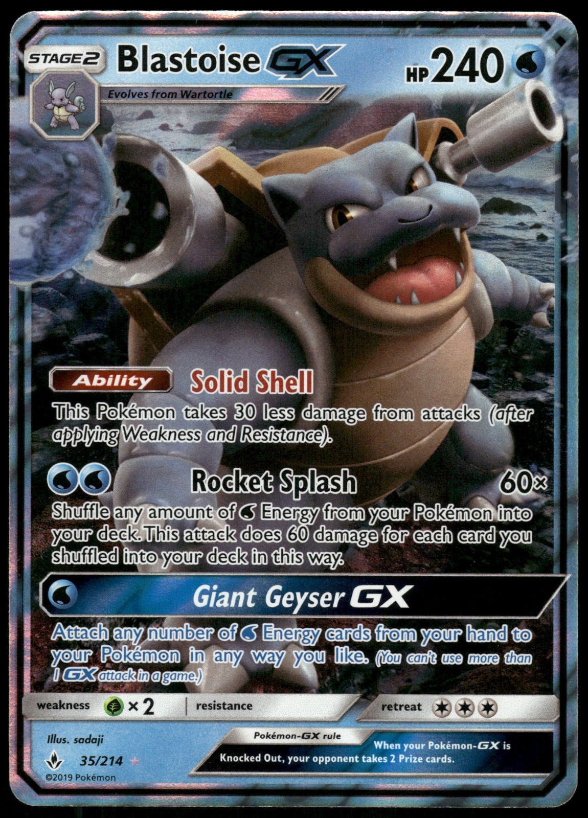Pokemon Blastoise GX Ultra Rare SM - Unbroken Bonds 35/214 NM Holo