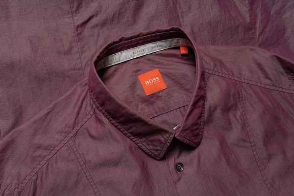 Men Hugo Boss Shirt Burgundy Cotton 40 /L / 48