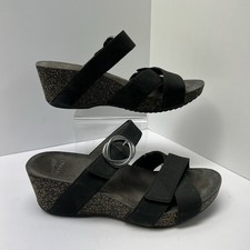 Dansko Susie Milled Nubuck Charcoal Gray Slip On Wedge Sandals EU 38 US 7.5-8