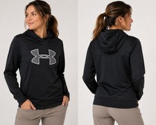Under Armour ColdGear Hoodie Womens Medium Black Loose Fit Pullover Logo Sweatsh