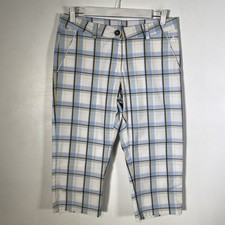 New Cross Womens Check Pedal Push Cotton Blend Stretch Pants Size 38 EU 11 AU