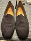 Santoni Men’s Size 13 D - Black Leather Loafers Woven Fabric Slippers 841001 — photo 2