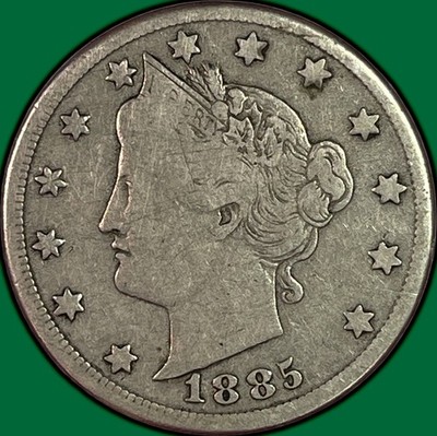 1885 Liberty Head V Nickel Very Fine VF Coin, Minor Scratch #41523