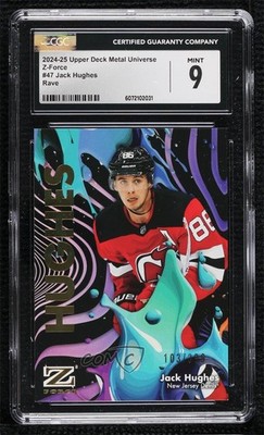 2024 Skybox Metal Universe Z-Force Rave 103/399 Jack Hughes #47 CGC 9 Mint 0z3d