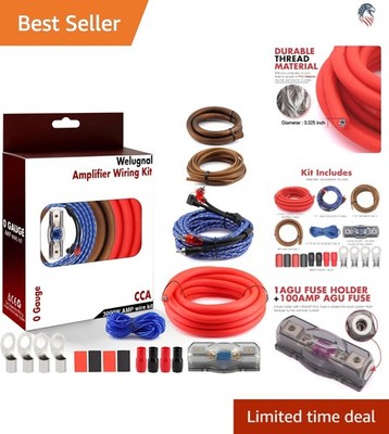0 Gauge CCA Amplifier Wiring Kit for 3000W Car Audio Subwoofer Installation