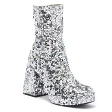 Abound Size 7.5 Silver Sequin Platform Boots Disco Party Sparkly Steffie Womens