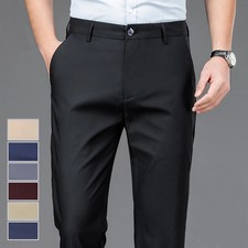 Male Pants Stretch Solid Black Smart Casual Men's Trousers Office Quick Dry Suit