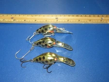 Lot of 3 Luhr Jensen Hot Shot SE 1/2oz Rattling Gold Chrome Black Dot