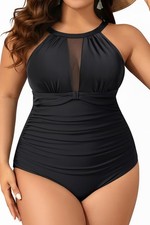 Plus Size Women Piece Swimsuit Tummy Control Bathing Suit High Neck Swimwear ...