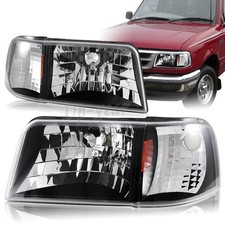 For 93-97 Ford Ranger Stx Xlt Black Housing Headlightsamber Reflector Lamp