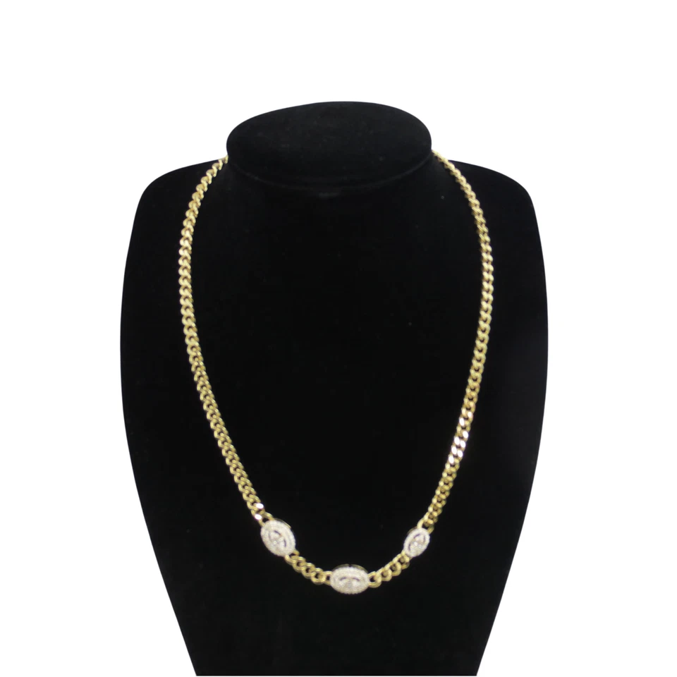 Colar GAZE folheado a ouro 14K sobre aço inoxidável corrente cubana 18" CZ - Imagem 2 de 4