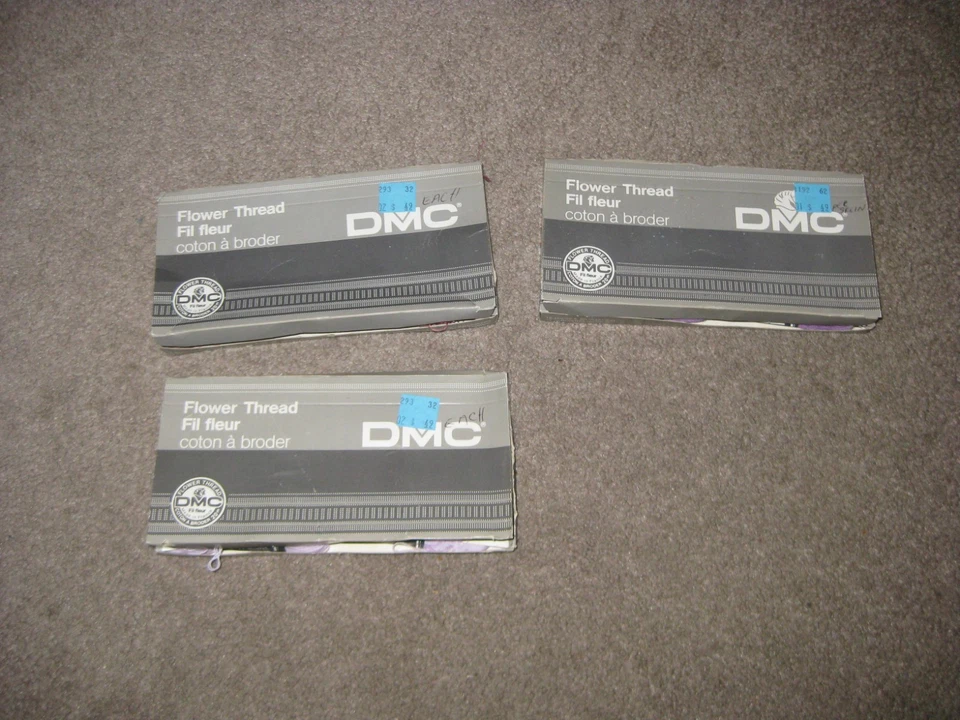 3 boxes DMC Flower Thread - 11/10/10 skeins NEW in box Colors 2397/2222/2211 - Image 2 of 2