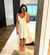 Windsor Lace Floral V-Neck Strappy Fit & Flare mini Dress Size S