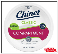 Chinet Classic 3 Compartment Paper Plate, 10.38" 165 ct. 