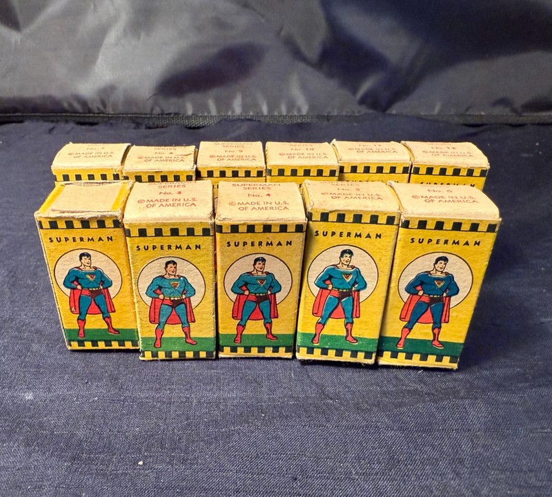 Superman 2-12 ACME/CINE VUE 1940s Film Strip Lot & Original Display Boxes