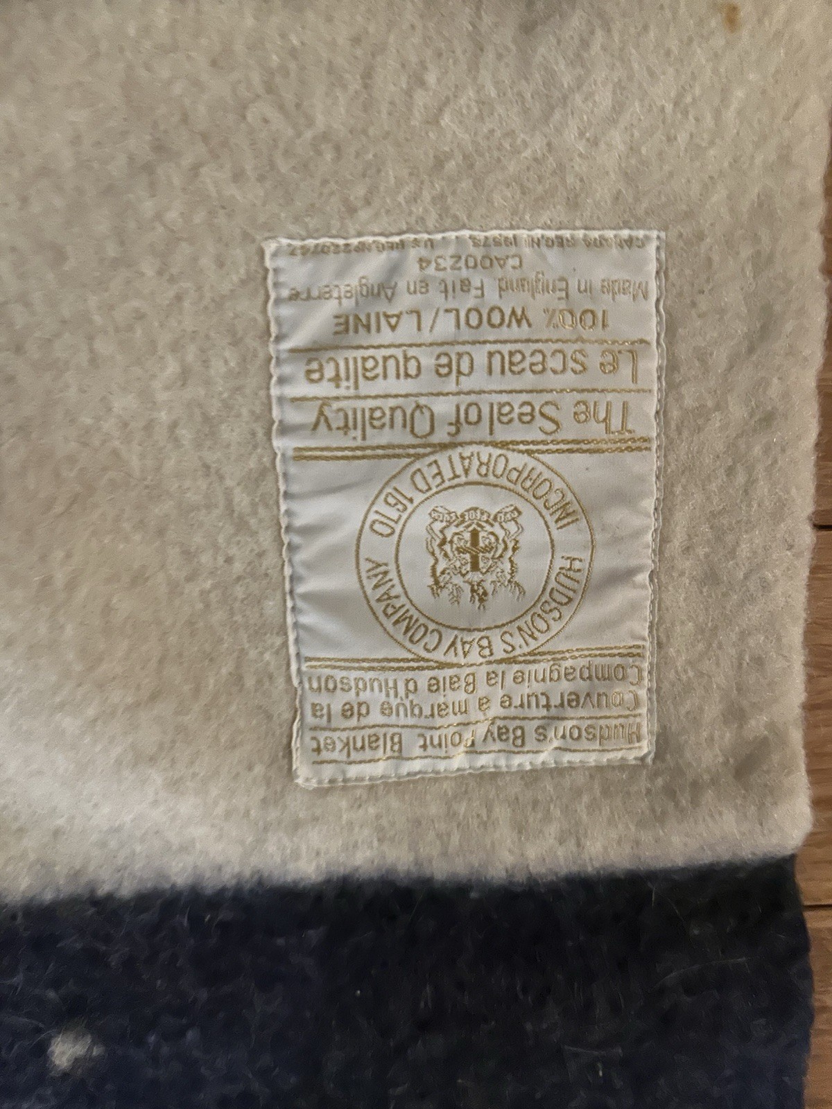 Vintage Hudson's Bay 4 Point Wool Stripe Blanket Made In England Label 74" x 90"