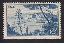 Nice le port Timbre de France 1955 10 francs n°1038 Y&T bleu neuf