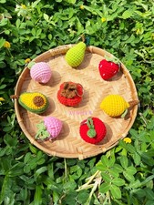 Crochet Fruit Keychain, Apple Avocado Lemon Peach Pear Strawberry Charm