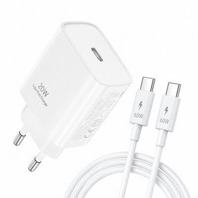 20W + 60W Set USB 3.1 Typ C Ladegerät Kabel für Xiaomi 17T Strom Stecker WEIß