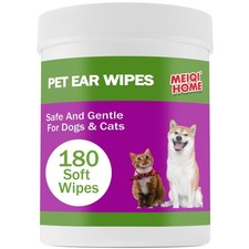 MEIQI 180 COUNT DOG EAR CLEANER WIPES ,DOG EAR WIPES ,GENTLY REMOVE EAR WAX