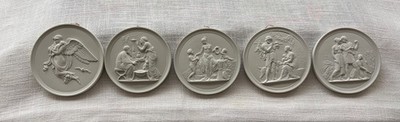Royal Copenhagen 5 Bisquit-Porzellan Wandreliefs-grosses Engelsrelief Dänemark