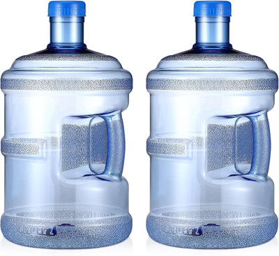 2 Pieces Gallon Water Jugs round Plastic Water Bottle with Handle Screw Cap Reus