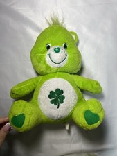 Vintage 2002 Care Bears Good Luck Bear Plush 13 Green Shamrock Stuffed Toy