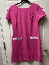 Tommy Hilfiger Women's Pink Faux Pocket Short Sleeve Shift Dress Size 10