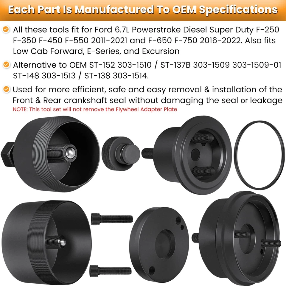 6.7L Front & Rear Crank Seal Installer Remover Master Set For Ford Powerstroke — 第 2/4 张图片