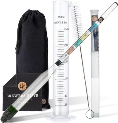 Hydrometer & Plastic Test Jar Kit for Home Brew Beer Wine Mead Kombucha ABV
